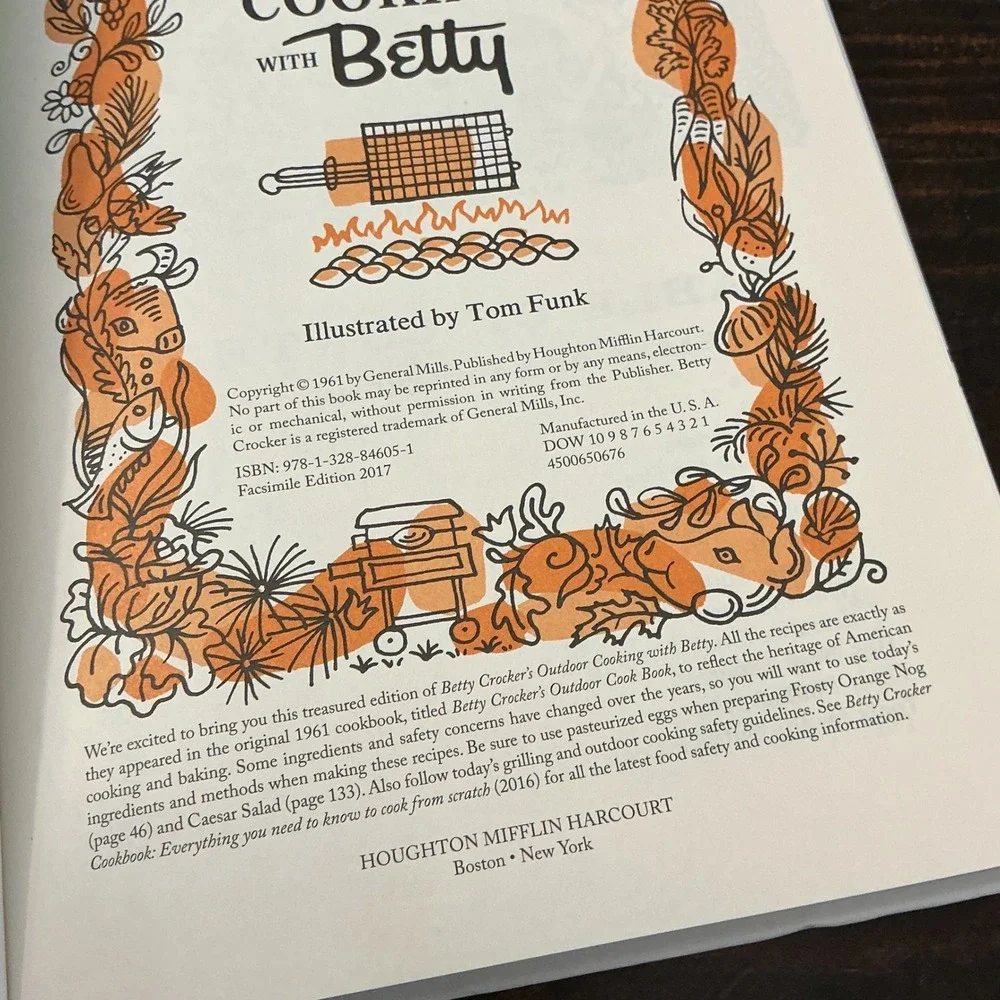 Betty Crocker Outdoor Cooking Hardcover 2017 Facsimile 1961 Edition Tom Funk BBQ